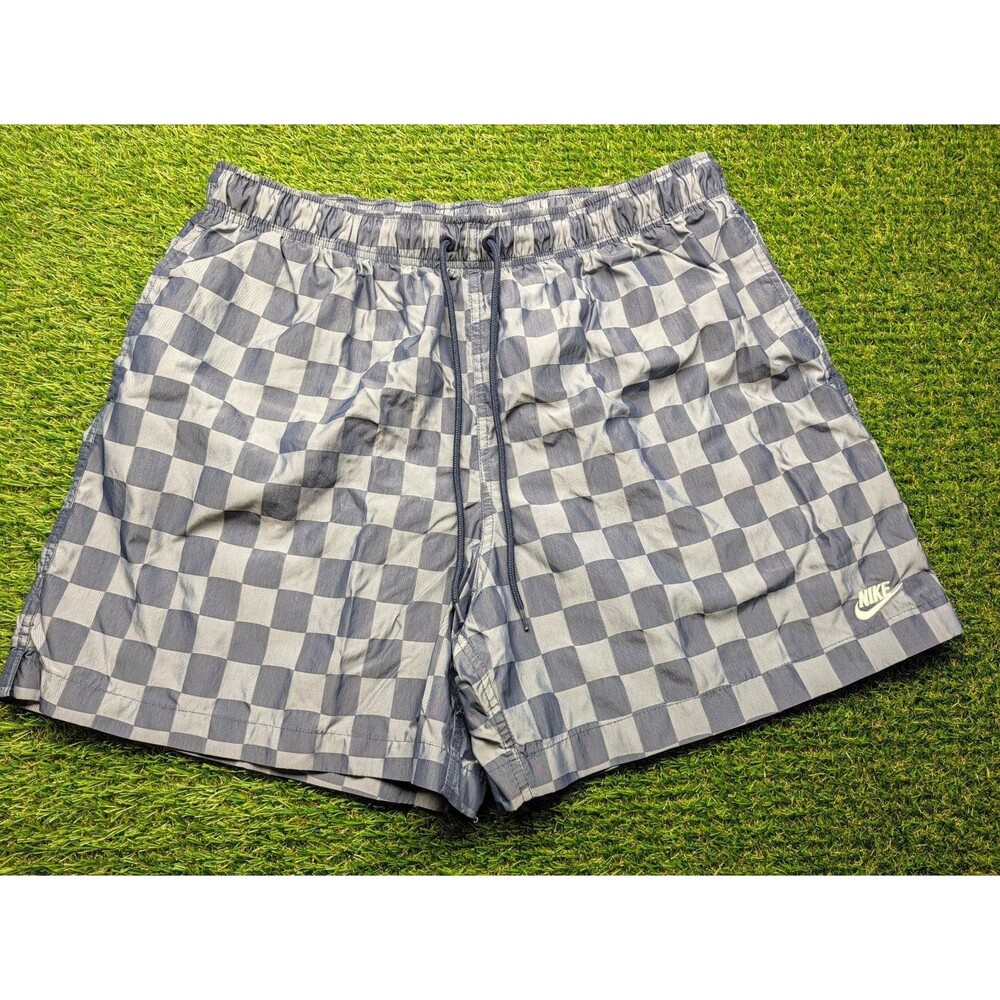 Nike Club Flow Shorts Size XL Midnight Navy Checkered